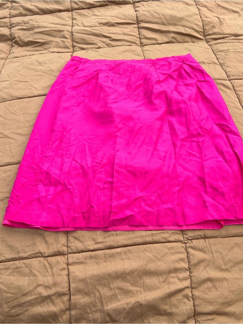 Vintage Bright Hot Pink Silk Midi Skirt - Classic A-Line Plus Size 18W